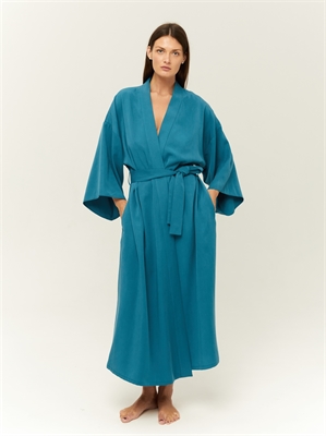 Женский халат, базовый, длинный, сине-морского цвета, COSHENE