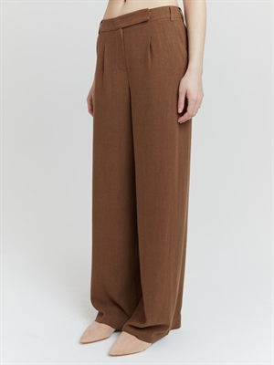 Женские коричневые брюки из льна с заниженной талией, элегантные и удобные