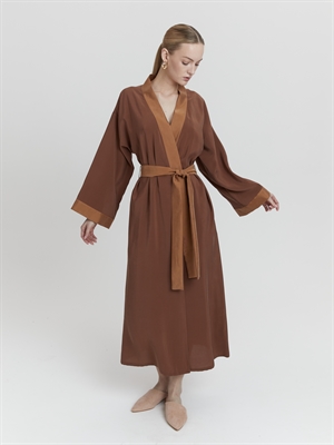 Женский халат шоколадного цвета с поясом, COSHENE