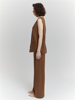 Женский удлиненный жилет из льна коричневого цвета, от бренда COSHENE, элегантный и комфортный