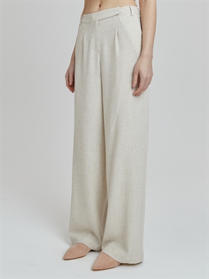 Женские молочные брюки из льна с заниженной талией, классика и стиль